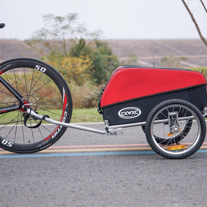CXWXC Fahrradanhänger mit Stossdämpfer Grosser Laderaum bis 120L Tragkraft max. 88 Pfund/40KG, Klapp