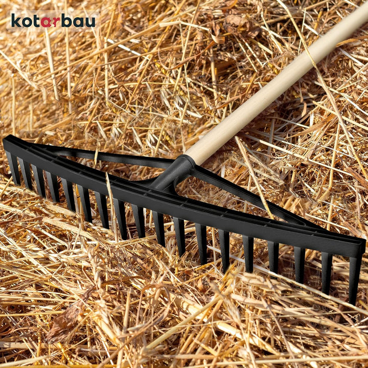 KOTARBAU® Heurechen - 61 cm - mit Holzstiel 1,52 m - Laubrechen Kunststoff - Rechen für Garten - Lau