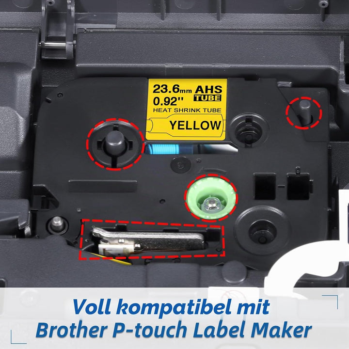 MarField HSe-651 23.6mm Schrumpfschlauch Schriftband Kompatibel mit Brother P-touch HS HSe651 Heat S