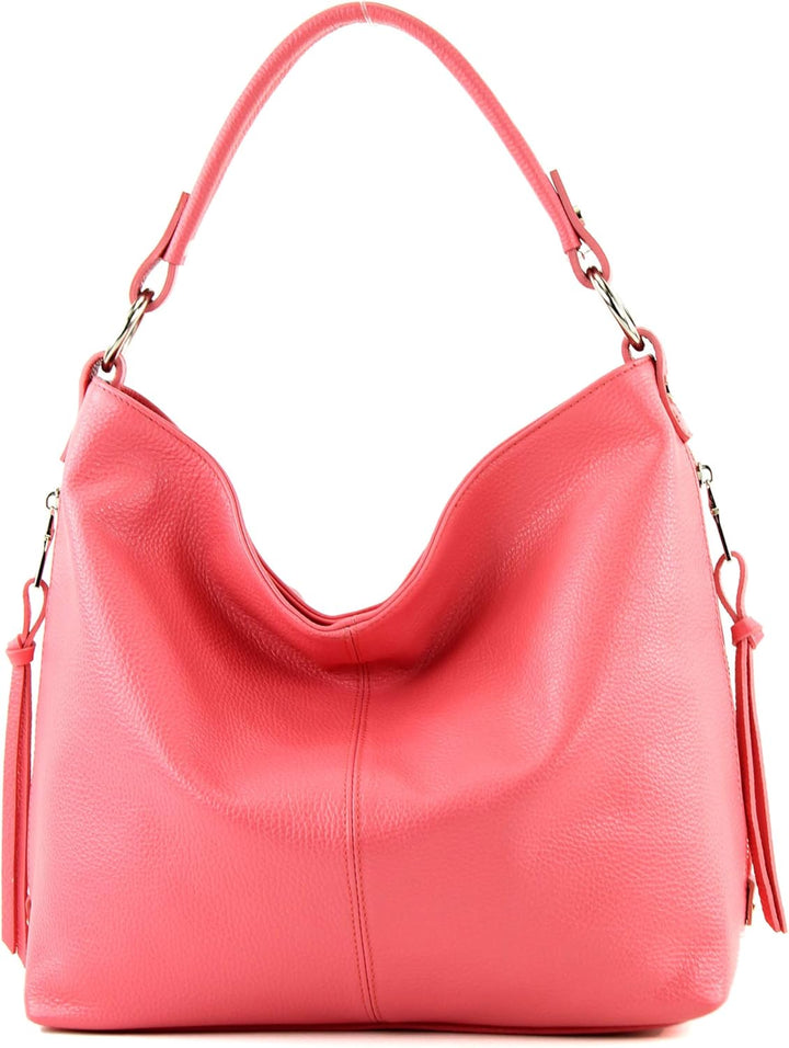 modamoda de Damen Schultertasche, Leder T160 T160 Bubble Gum, T160 Bubble Gum
