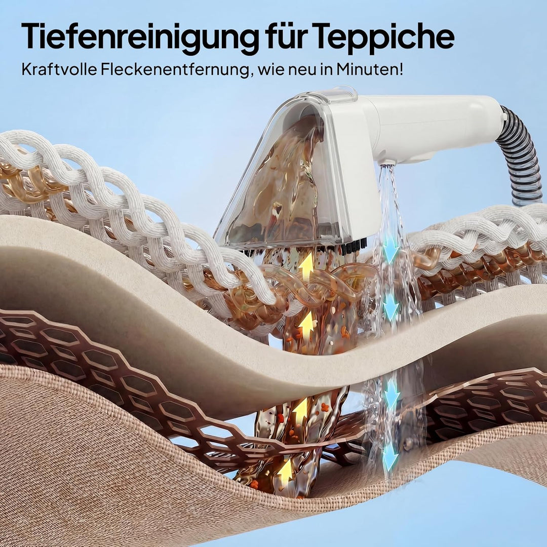 Polsterreiniger Gerät Nasssauger Waschsauger Teppichreiniger, 600W, 16KPa, 2,3L Wassertank, Selbstre