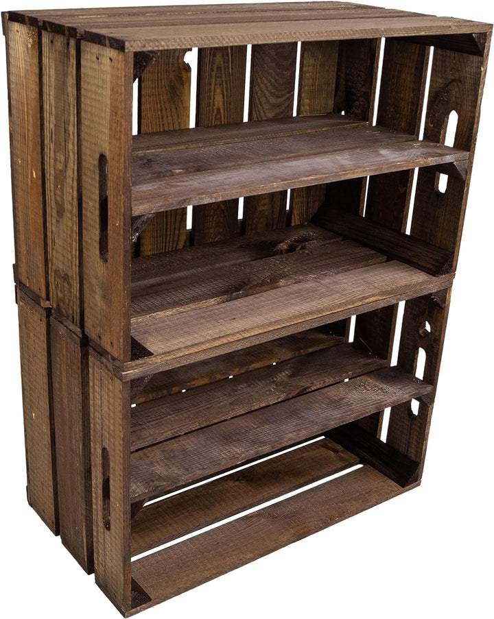 Kistenkolli Altes Land 3er Set schöne Obstkiste Elfirede mit Mittelbrett, ca 54x35x30 cm (LxBxH) Dun