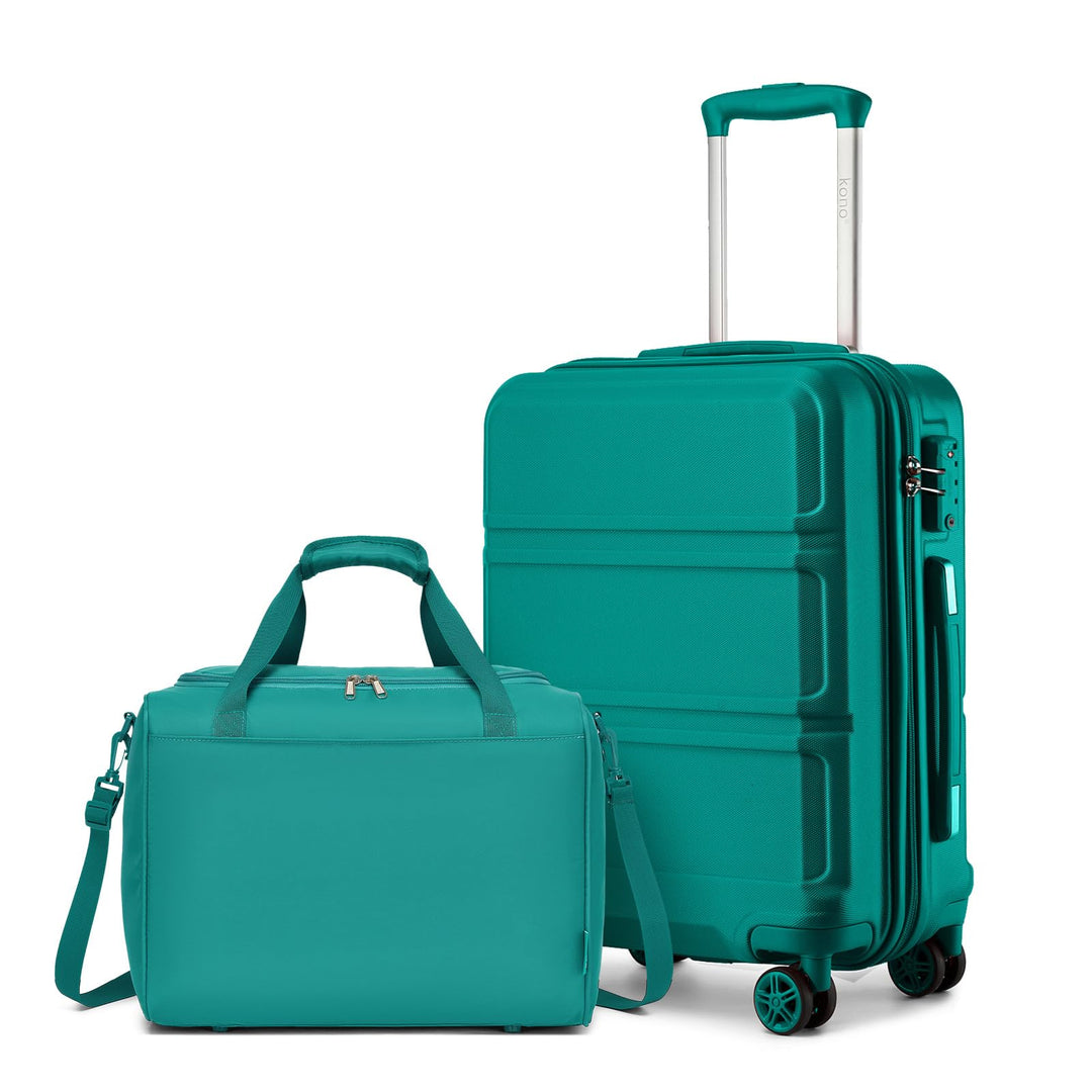 KONO 55cm Rollkoffer Handgepäck Trolley Set 2 Teilig Gepäcksets, Kleiner Koffer mit Rollen Handgepäc
