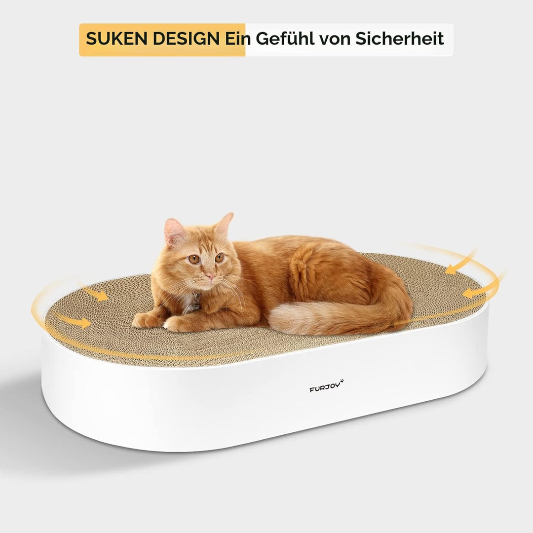 Katzen Kratzbrett, 63 x 35 x 10 cm, Ovale Kratzmöbel, Kratzmatte, Lounge, Kratzschale für Katzen mit