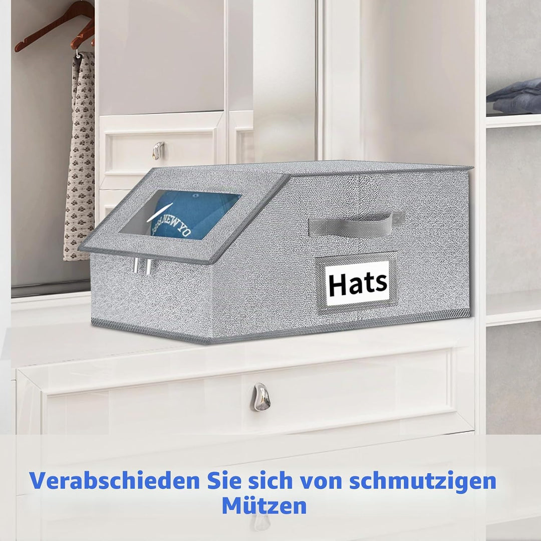 Hut-Organizer für Baseballkappen, stapelbare Aufbewahrung mit transparentem Deckel, Schublade und Kl