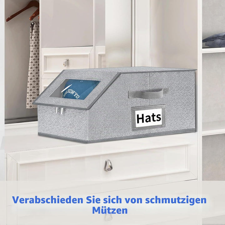 Hut-Organizer für Baseballkappen, stapelbare Aufbewahrung mit transparentem Deckel, Schublade und Kl