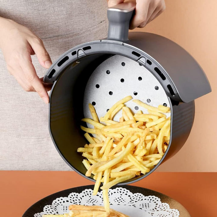 25cm Backpapier für Heissluftfritteuse, Rund 100 Stück Perforiert Airfryer Backpapier Heissluftfritt