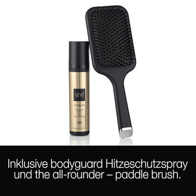 ghd platinum+ Geschenkset mit dem ghd bodyguard und der Allrounder Bürste - Paddle Brush
