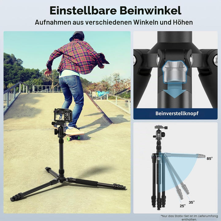 SIRUI APT-02 Stativ Kamera Einbeinstativ 2-in-1, 200 cm höhenverstellbar, mit 360° Kugelkopf, max. T