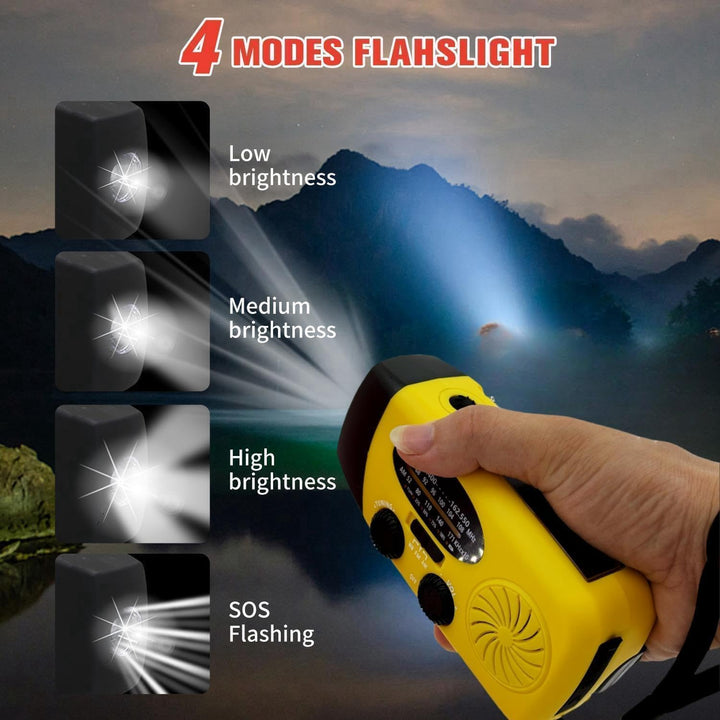 Notfall-Solarradio, tragbares Kurbelradio mit LED-Taschenlampe, wiederaufladbares 5000mAh-Netzteil,