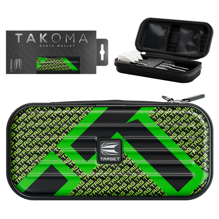 Target Darts Takoma Tag Darts Wallet, Standardgrösse, Grün | Dart Tasche für insgesamt 3 Darts | Eva