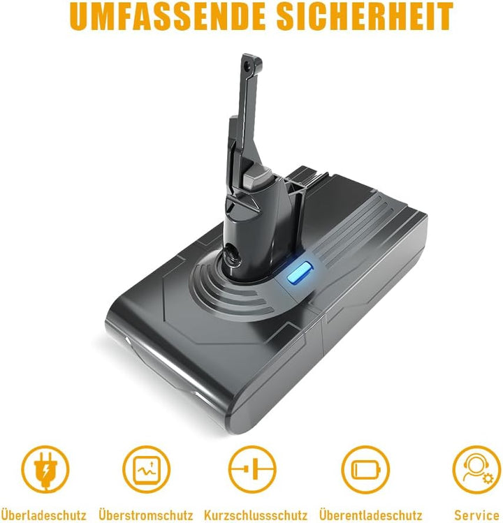 21.6V,4500mAh Li-ion Akku Ersatzakku für Dyson V8 SV10 Staubsauger,Ersatzakku für Dyson Akku V8 Abso