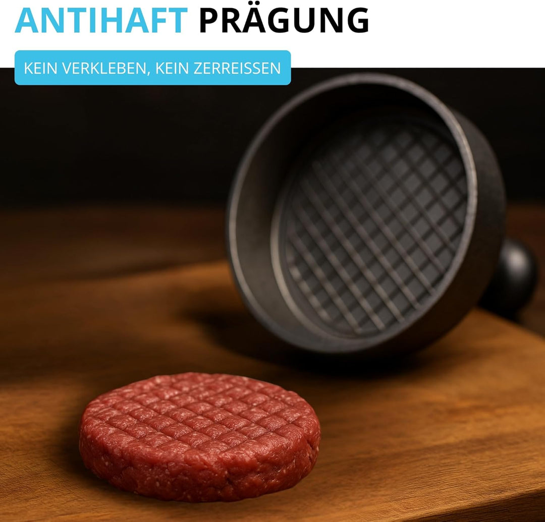 Adelmann Profi-Burgerpresse, Hamburgerpresse, Durchmesser 100 mm, Patty-Auswerfer aus Aluminium, Ant