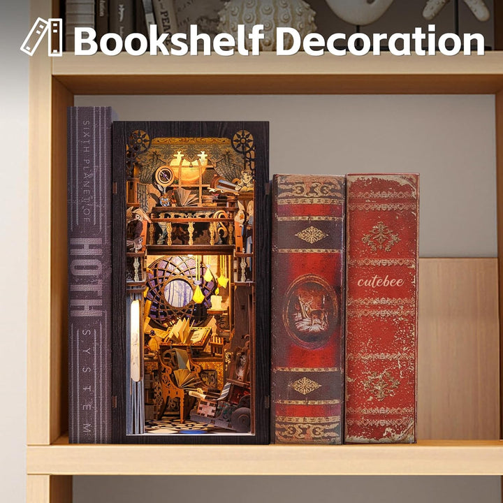 CUTEBEE DIY Book Nook Puppenhaus Kit mit Staubschutz und LED-Licht - Miniatur Haus ,Holzkunst Buchst
