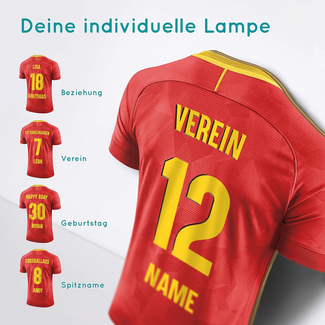 Elbeffekt Trikotlampe für Spanien Fans aus Holz - personalisierbares Geschenk - schenke Dein individ