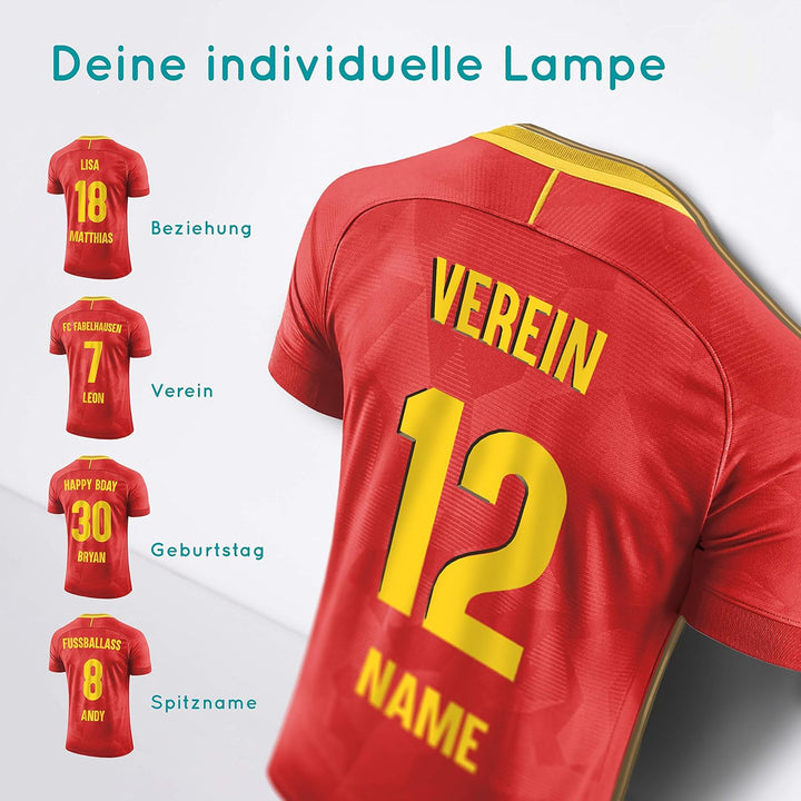 Elbeffekt Trikotlampe für Spanien Fans aus Holz - personalisierbares Geschenk - schenke Dein individ