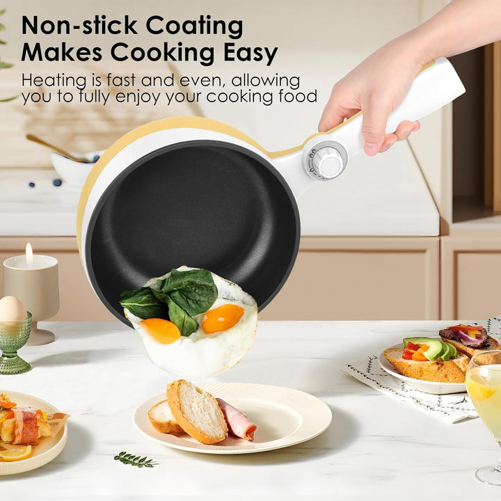 Audecook Elektrische Hot Pot, 1.7 L/20cm Tragbare Elektrischer Bratpfanne Hotpot Topf Antihaft Mini