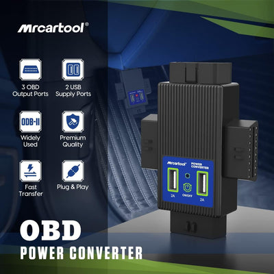 MR CARTOOL OBD2-Konverteradapter mit 3 OBD-Anschlüssen und 2 USB-Anschlüssen, 1-zu-3-OBD-Ausgangspor