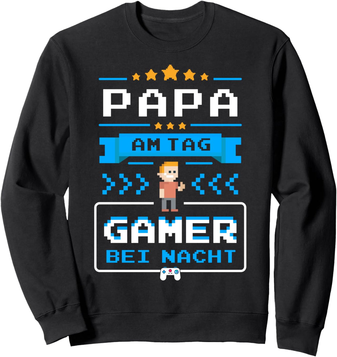 Papa Am Tag Gamer Bei Nacht Zocken Schwangerschaft Vatertag Sweatshirt