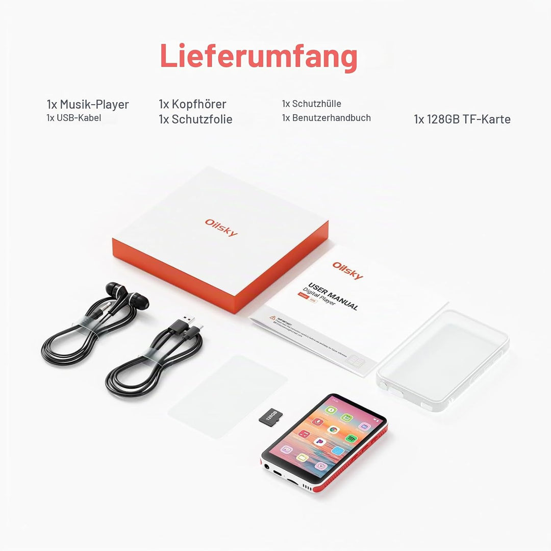 192GB MP3 Player mit Bluetooth und WiFi, tragbarer Spotify MP3-Player mit Android 13.0, RAM:4GB, Oil
