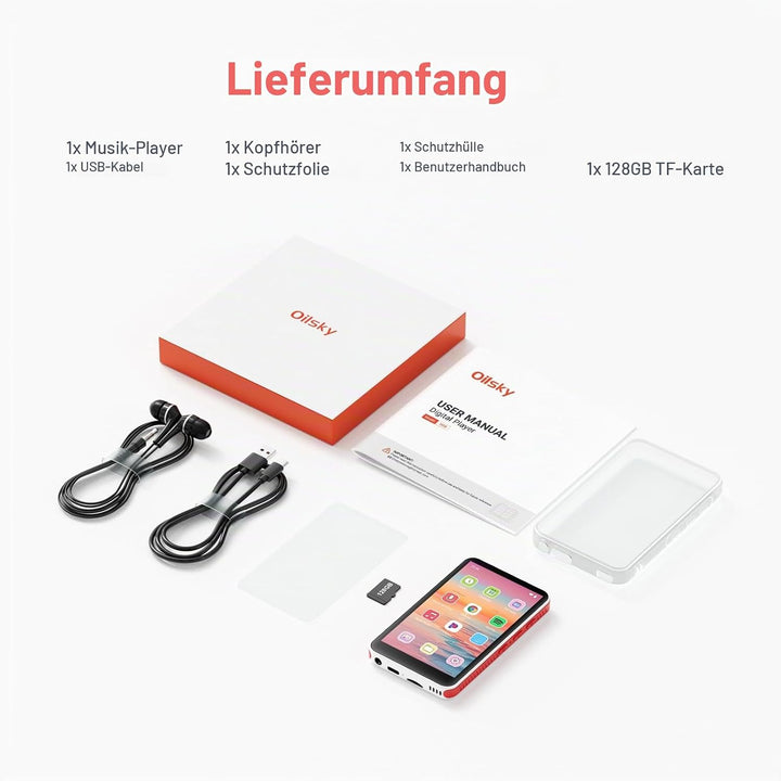 192GB MP3 Player mit Bluetooth und WiFi, tragbarer Spotify MP3-Player mit Android 13.0, RAM:4GB, Oil