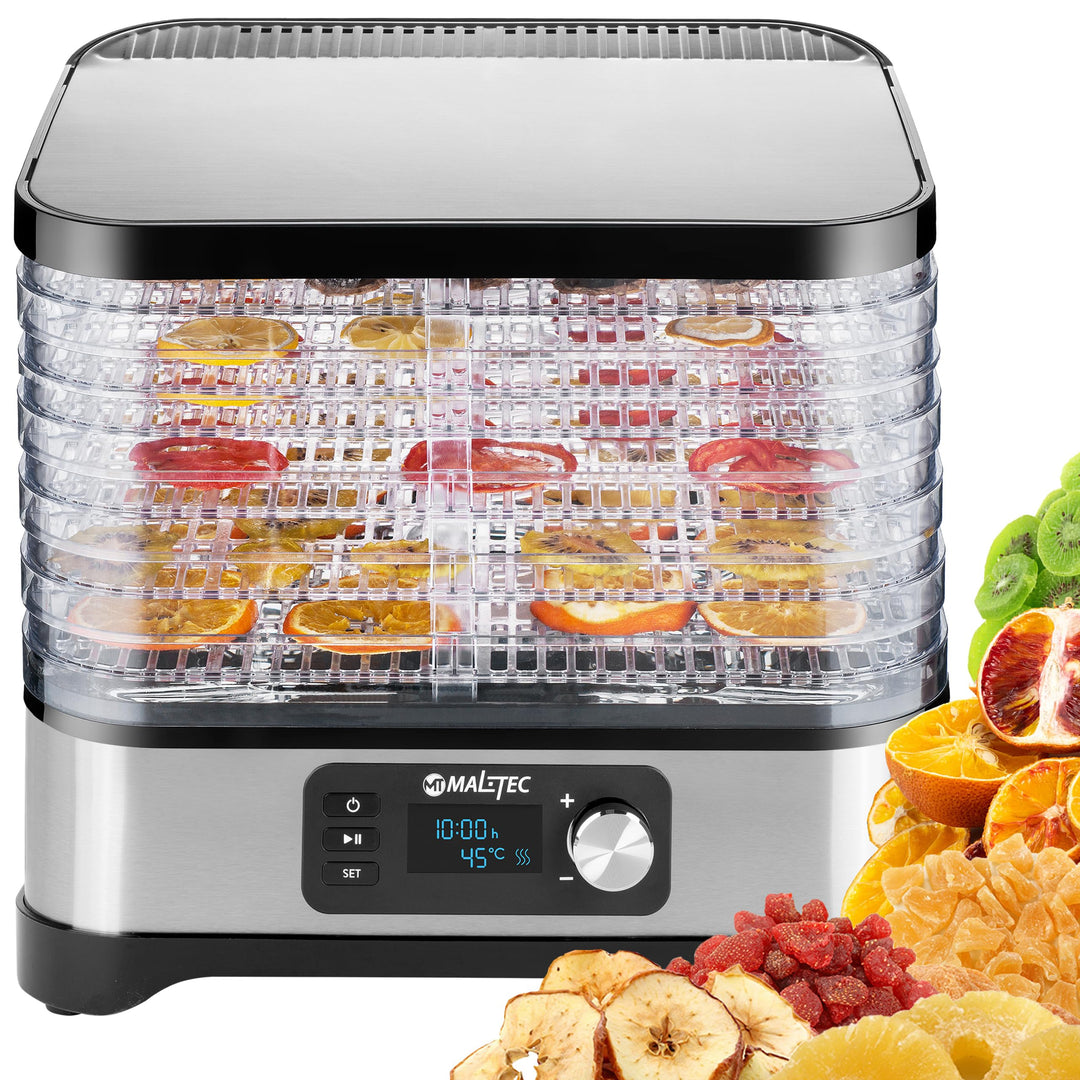 MalTec Dörautomat mit Timer Dörrgerät 450W Lufttrockner mit 5 Ebene für Lebensmittel Pilzen/Fleisch/