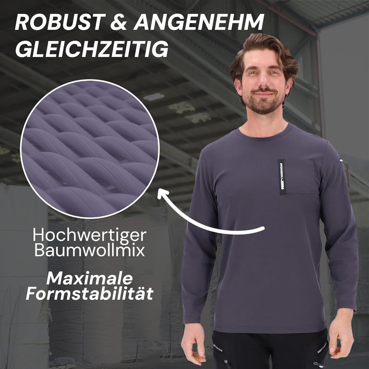 PUMA Workwear Advanced Kollektion - Longsleeve Herren Pullover - Brusttasche und Utility Fach an der