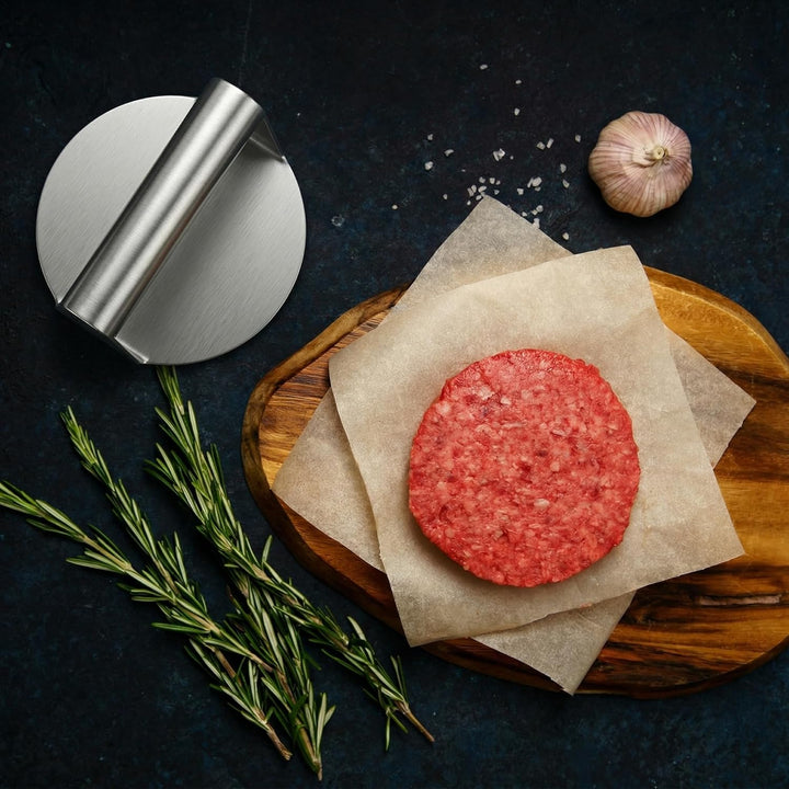 Arendo - Burger Set XXL - 1 x Grillspachtel - 1 x Pfannenwender - 1 x Burgerpresse - 2 x Schmelzkupp