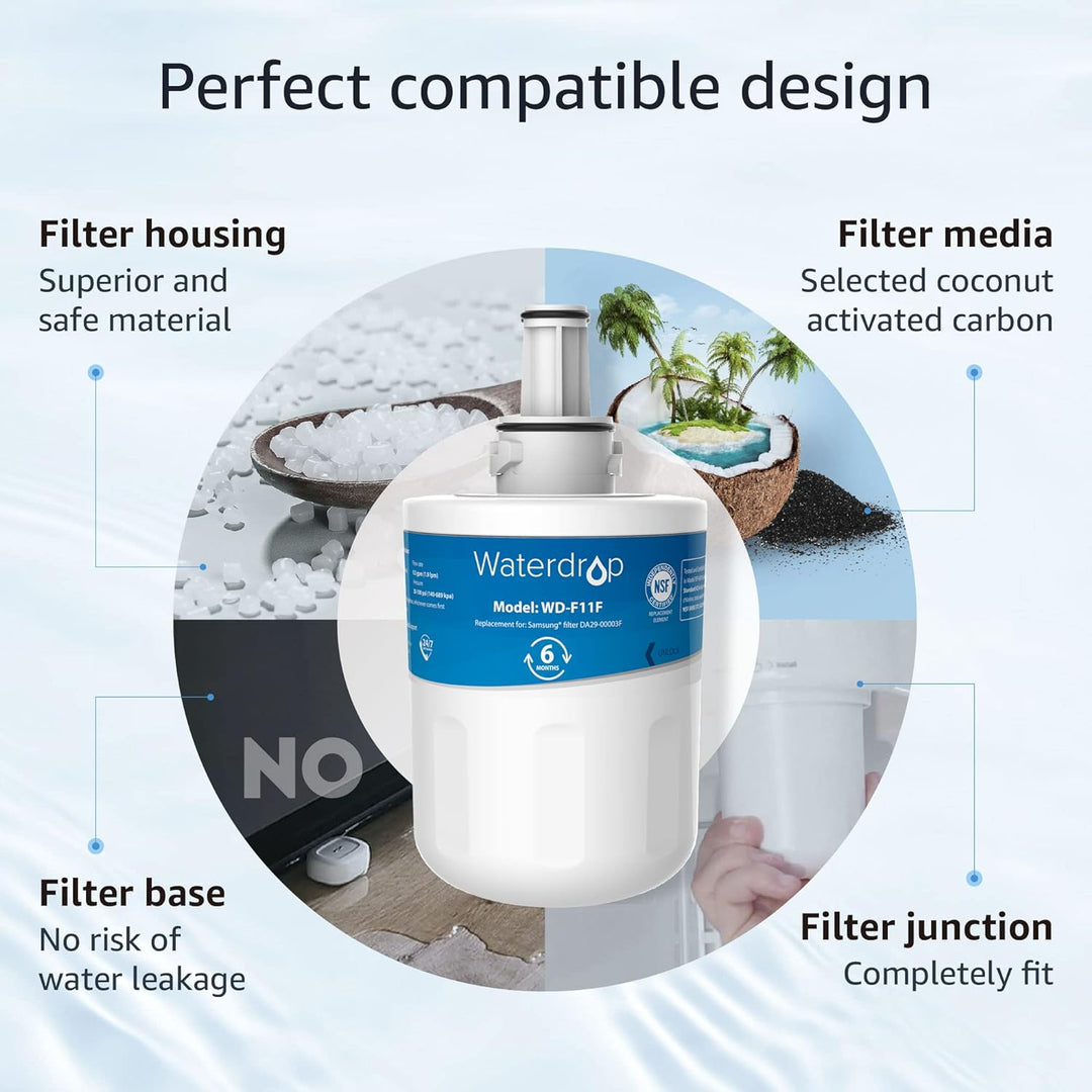 Waterdrop DA29-00003F Kühlschrank-Wasserfilter, Ersatz für mit Samsung Aqua Pure Plus DA29-00003F, H