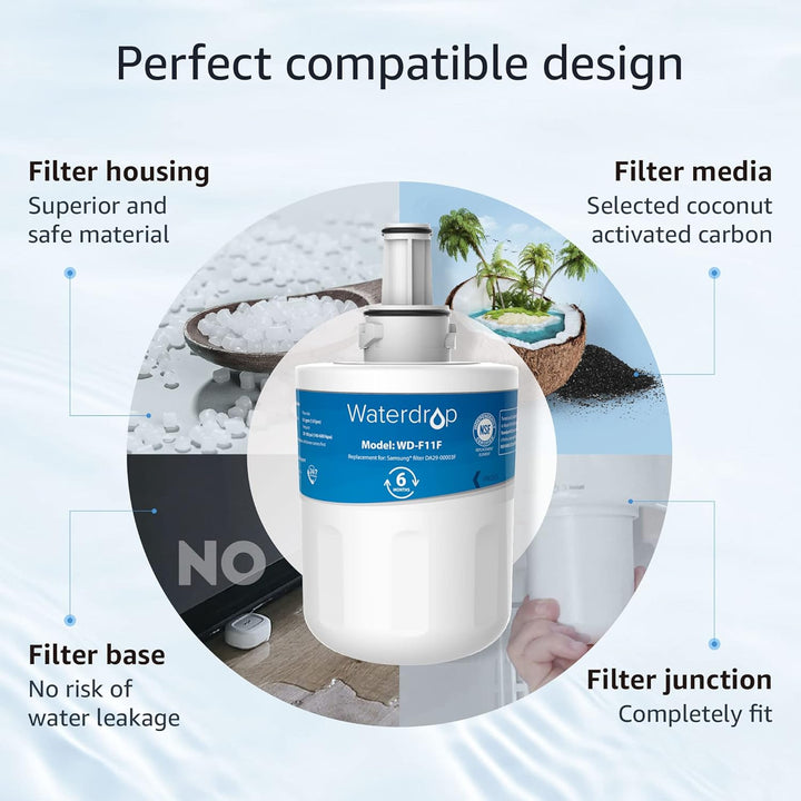 Waterdrop DA29-00003F Kühlschrank-Wasserfilter, Ersatz für mit Samsung® Aqua Pure Plus DA29-00003F,