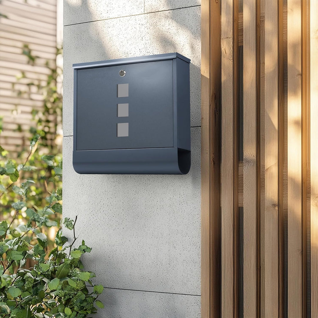 Zedelmaier XXL Personalisiert Briefkasten mit Edelstahl Namensschild 35 x 35 cm mit 4 Schlüsseln für