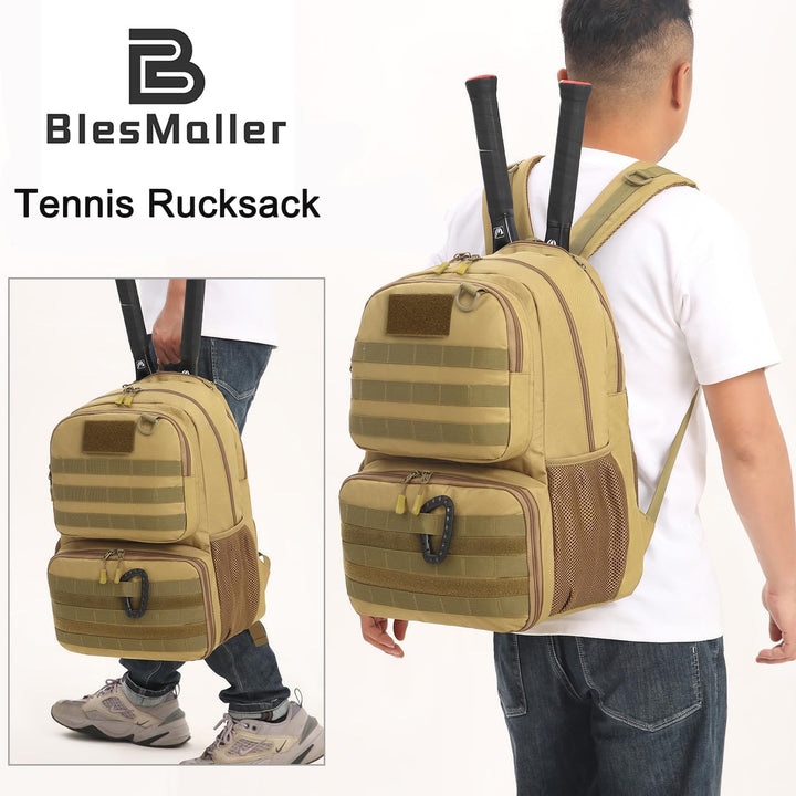 BlesMaller Tennisrucksack für Damen &amp; Herren Taktische Tennistasche mit Schuhfach &amp; Schlägerschutz S