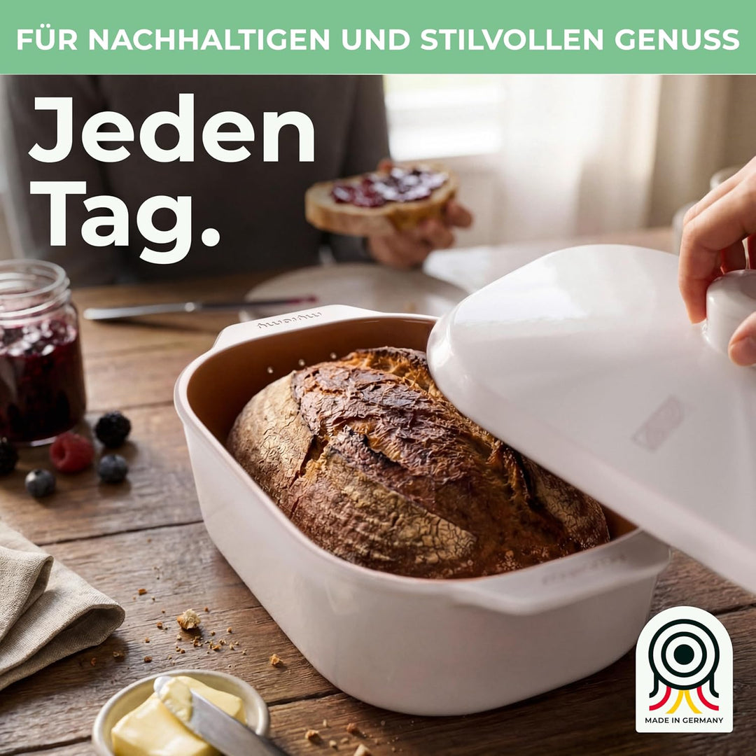 Brot-Frische-Topf – moderner Brottopf & Brotkasten aus Keramik Natur-Ton - atmungsaktiv & gegen Schi