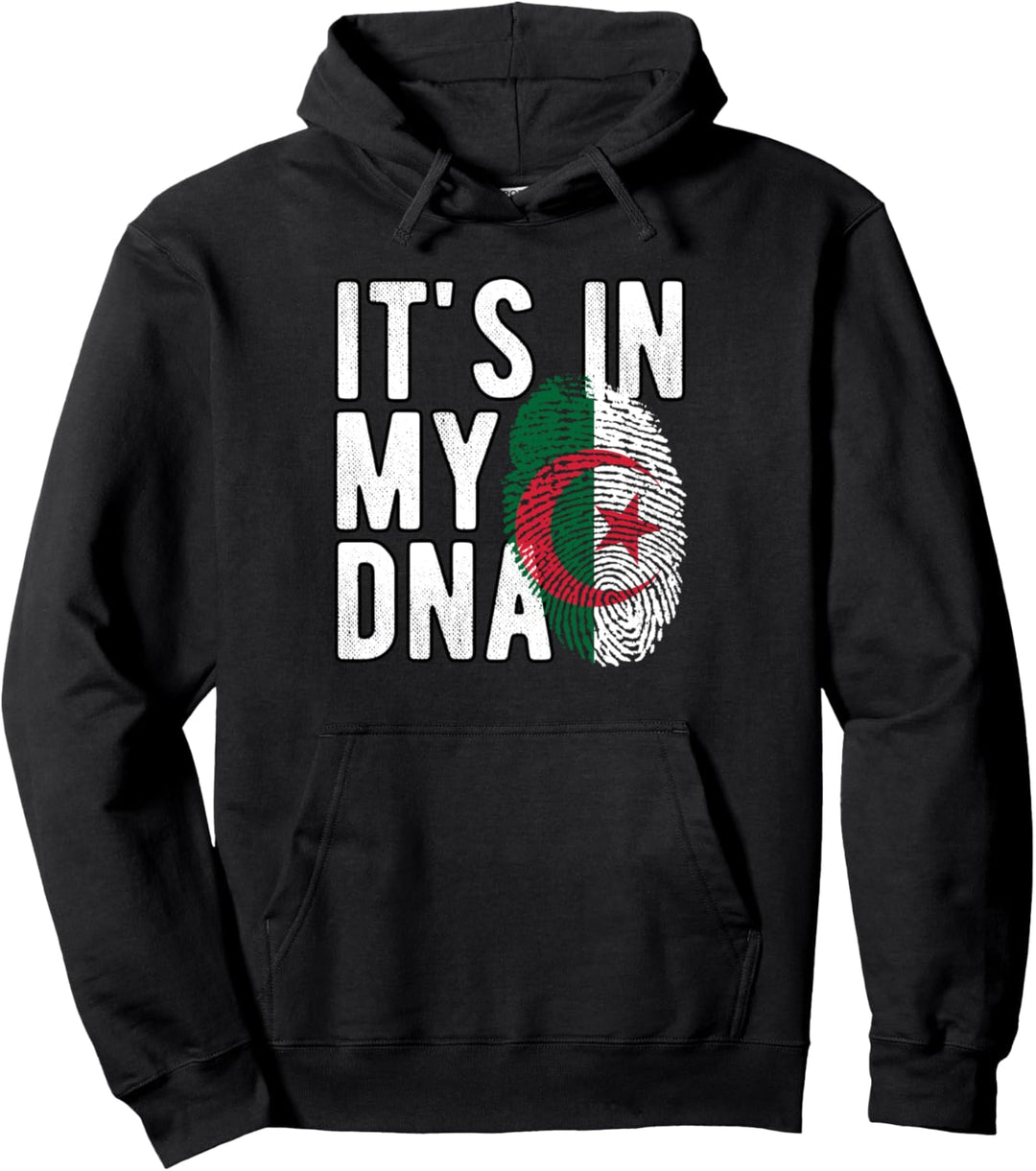 Lustig it's in my DNA Algerien Flagge Fingerabdruck Pullover Hoodie