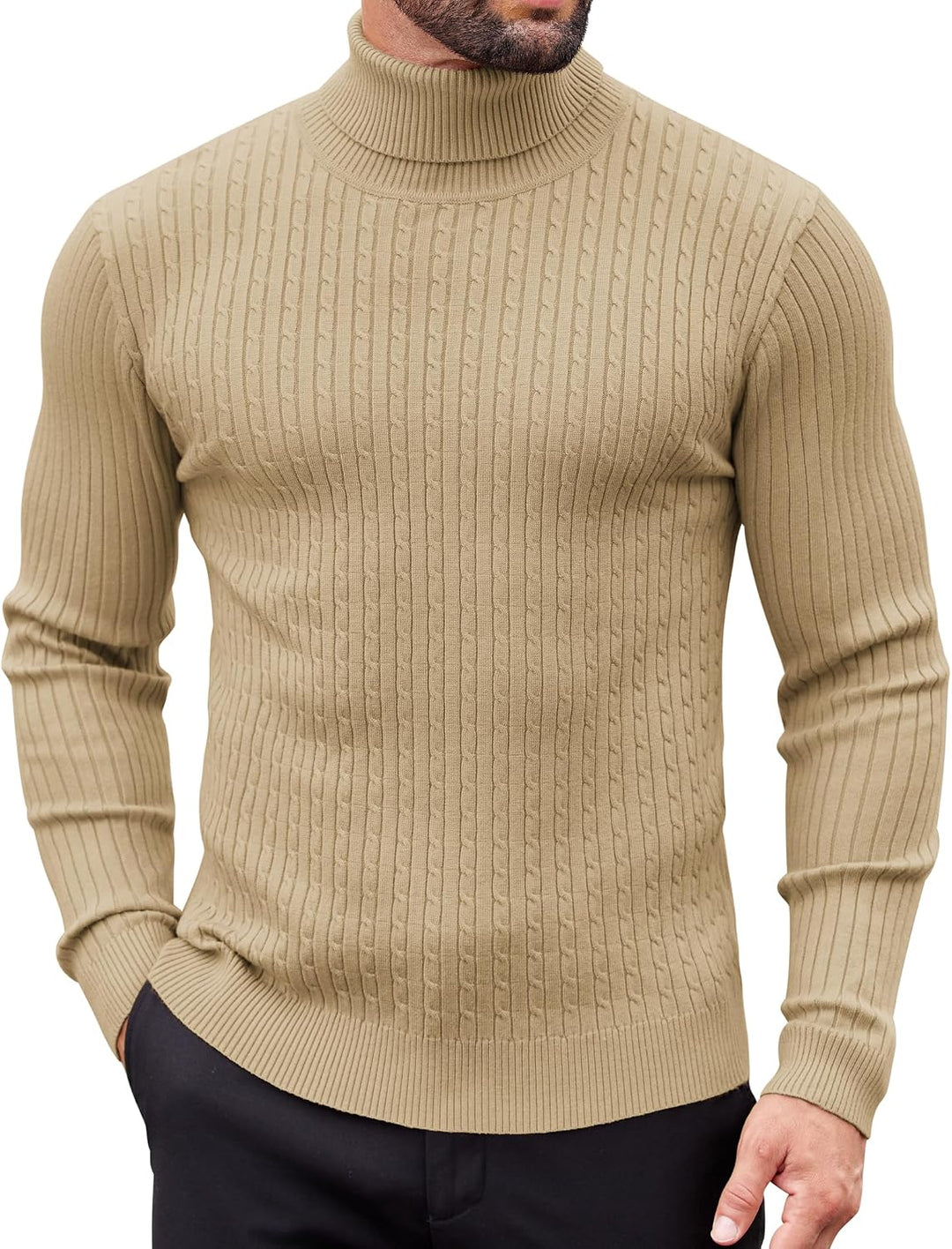 COOFANDY Herren Rollkragenpullover Feinstrick Pullover Langarm Winter Pullover Slim fit Warm Rollkra