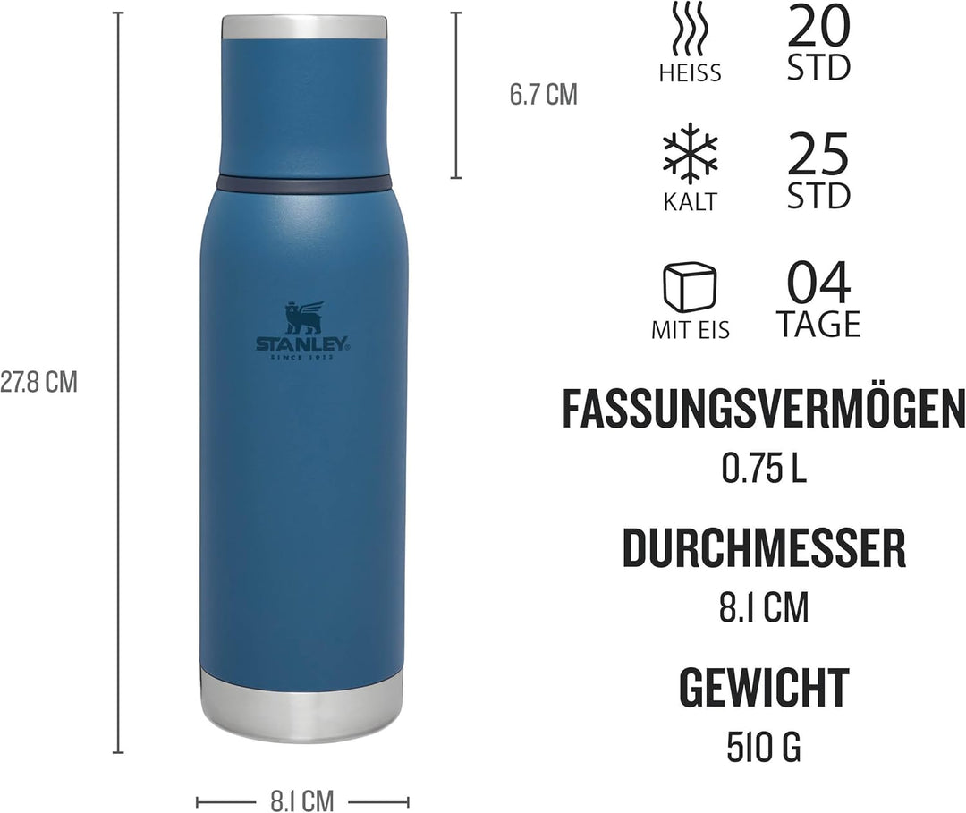 Stanley Adventure To-Go Thermosflasche 0.75L - 20 Stunden Heiss - 25 Stunden Kalt - Auslaufsicher -