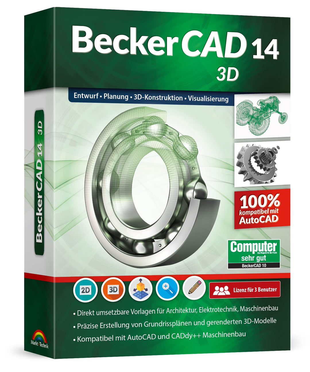 BeckerCAD 14 3D - Professionelle 2D und 3D Konstruktion Architektur, Maschinenbau, Elektrotechnik, S