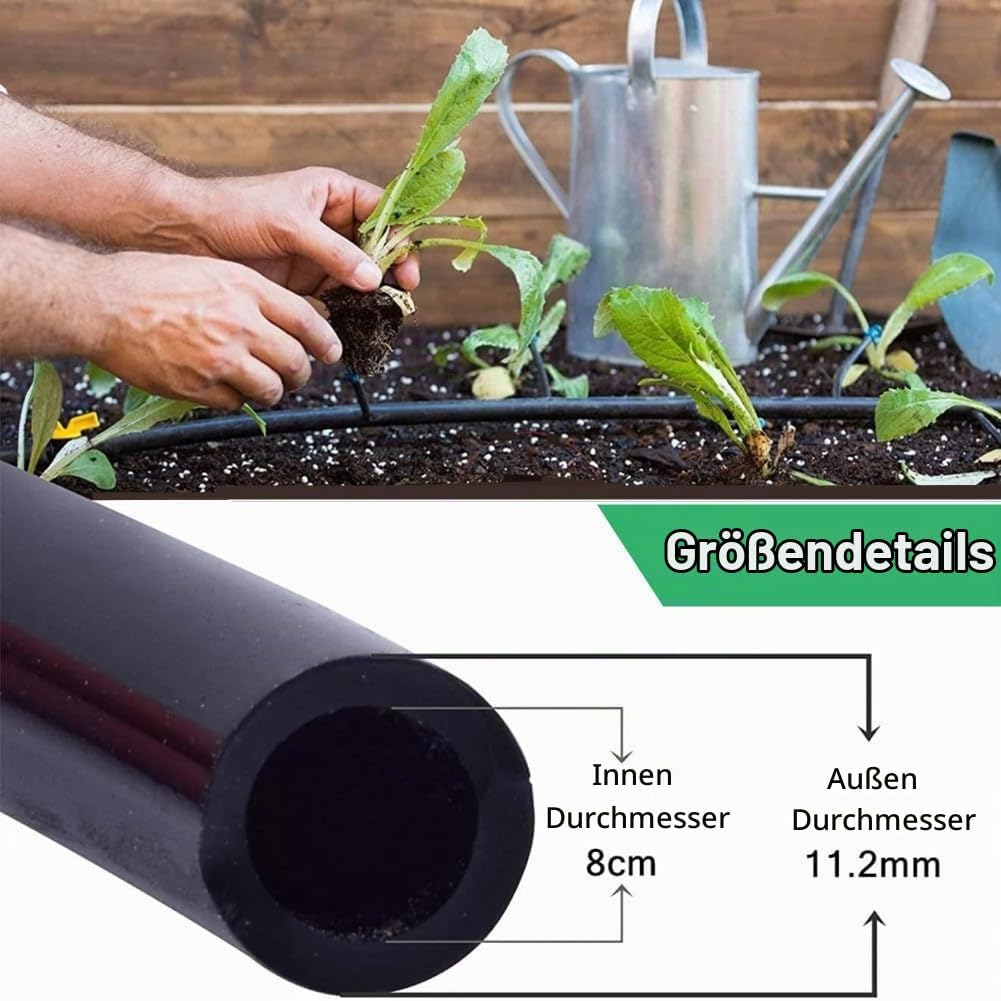 10 Mt Bewässerung Rohr Bewässerungsschlauch 8 / 11mm Garten Tropf PVC Rohr Bewässerung Bewässerungss
