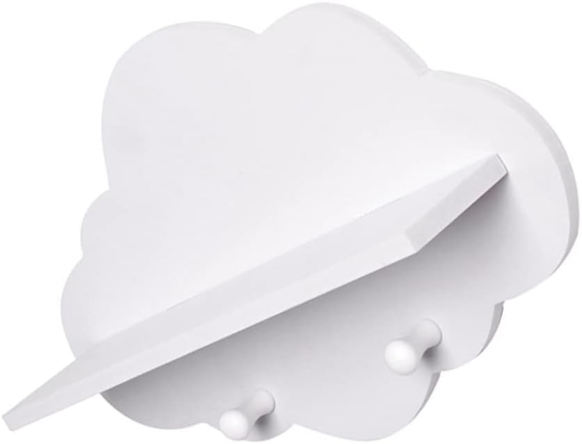 Wolkenregale, 3 Stück, süsses, weisses, schwebendes Holzregal in Wolkenform mit Kleiderbügel, Lagerr
