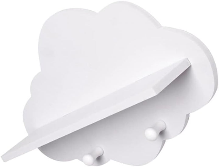 Wolkenregale, 3 Stück, süsses, weisses, schwebendes Holzregal in Wolkenform mit Kleiderbügel, Lagerr