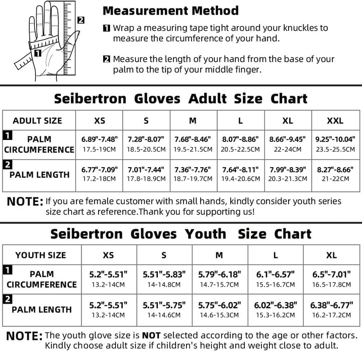Seibertron B-A-R PRO 2.0 Signature Baseball/Softball Schlagmann Batting Handschuhe Gloves Super Grip