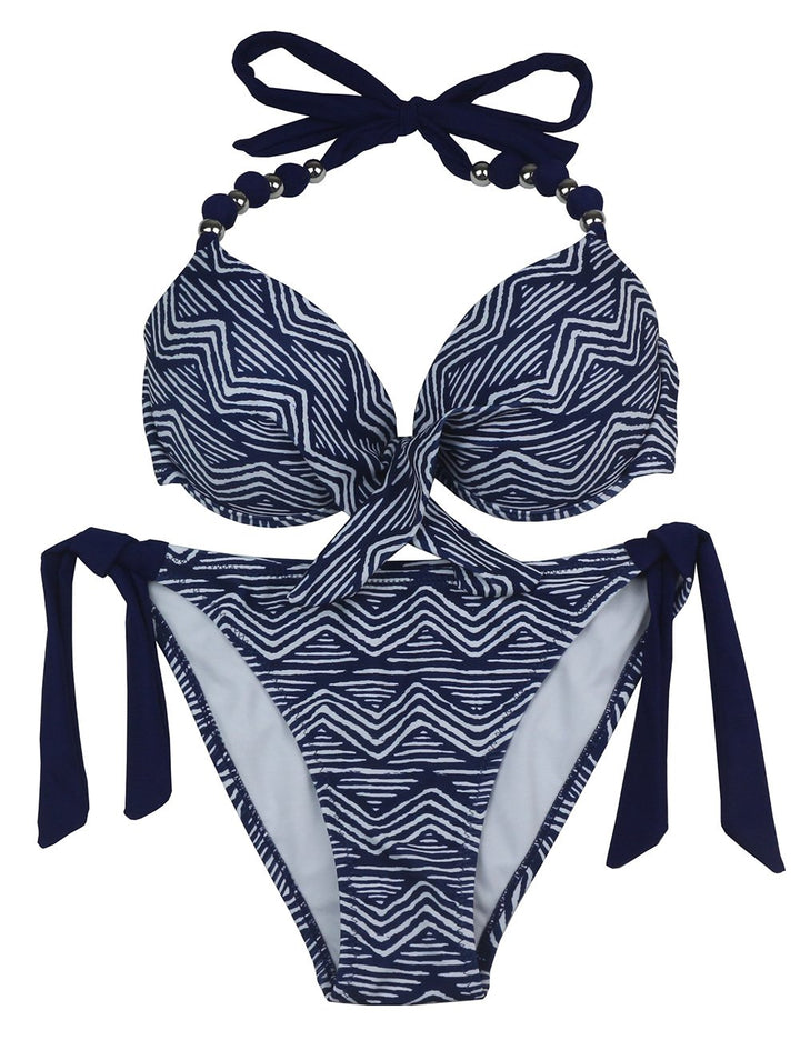 Damen Seitlich Gebunden Bikini Sets Abnehmbar Bademode Push up Bikinioberteil mit Nackenträger M Zeb