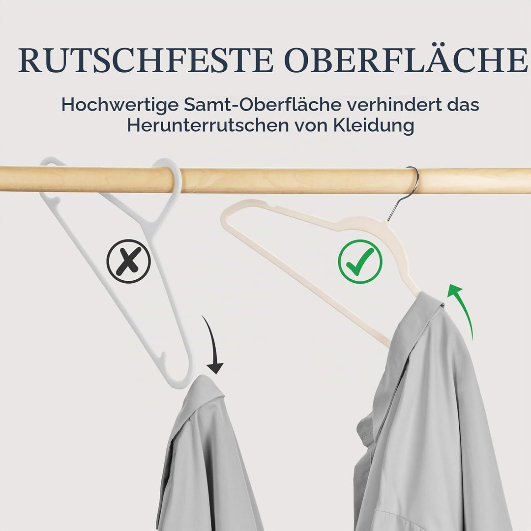HOUSE DAY Kleiderbügel Samt 60 Stück, Kleiderbügel Platzsparend Filz Bügel | Rutschfester, Premium A