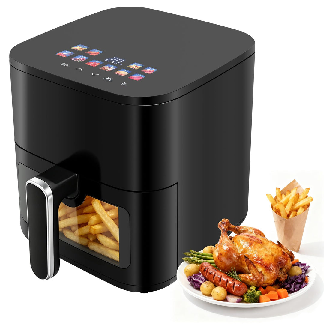 Heissluftfritteuse 5 L Rapid Air Fryer, 8 Programmen, Digitales LED-Display, Sichtfenster, Timer, Fr