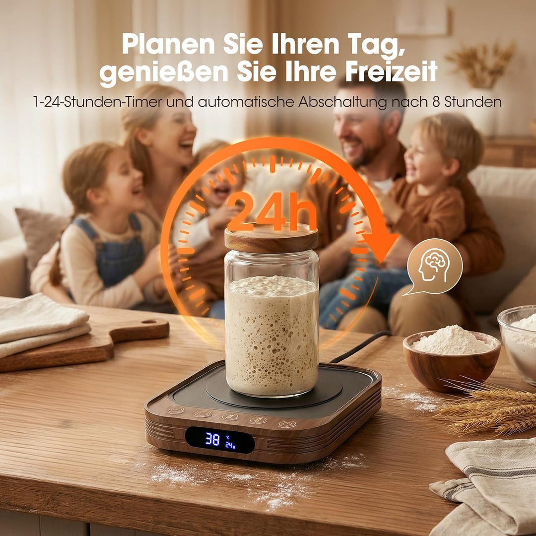 MQUPIN Sauerteig Starter Wärmer, 21-38°C Präzise 1°C Thermostat Sauerteigwärmer, Warmhalteplatte für