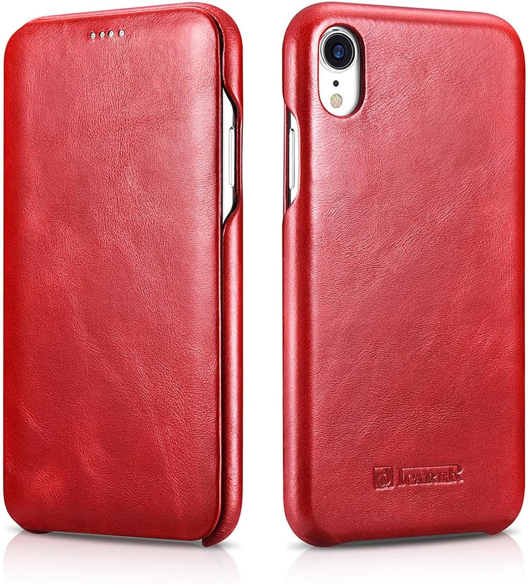 ICARER Hülle passend für Apple iPhone XR (6,1 Zoll), Handyhülle mit echtem Leder, Case, Schutz-Hülle