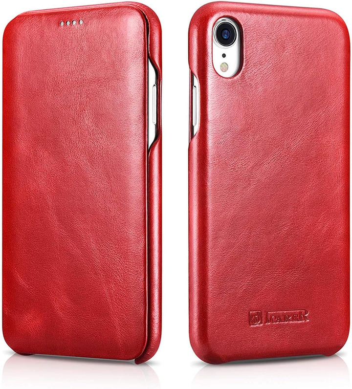 ICARER Hülle passend für Apple iPhone XR (6,1 Zoll), Handyhülle mit echtem Leder, Case, Schutz-Hülle