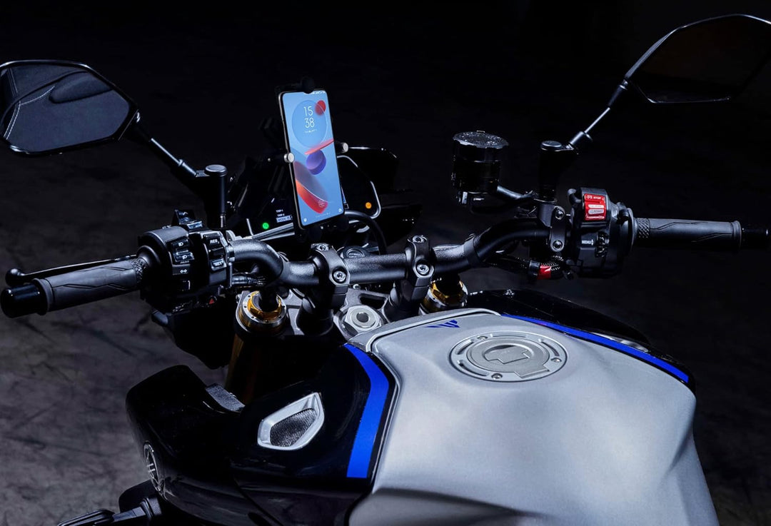 APEBAZY Motorrad-Fahrrad-Telefonhalterung, verstellbar, schwenkbar, stossfest und robust, Universal-