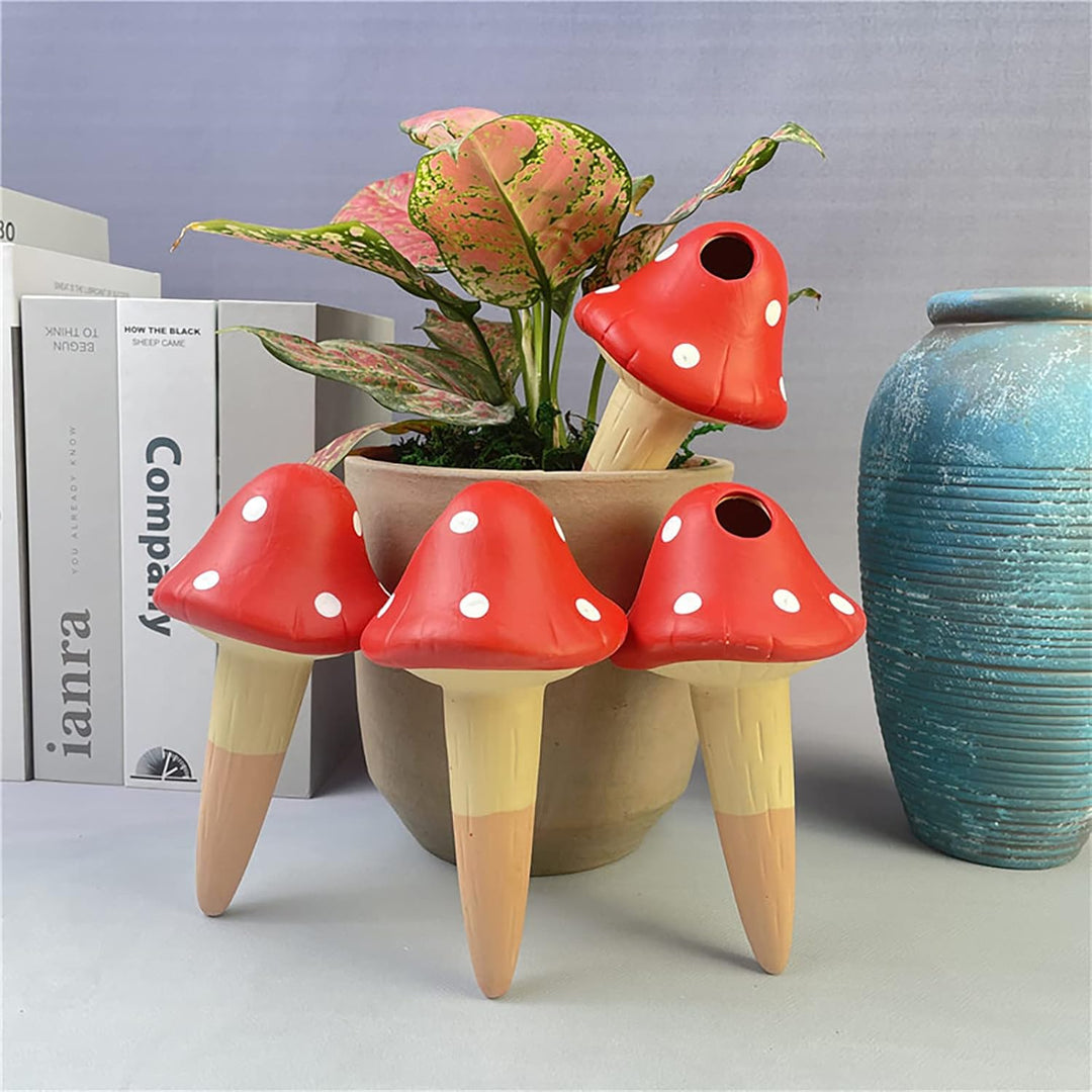RoseFlower 4 pcs Terrakotta Pflanzenwässerungskugel, Pilz Form Automatische Pflanzenwasserer Bewässe