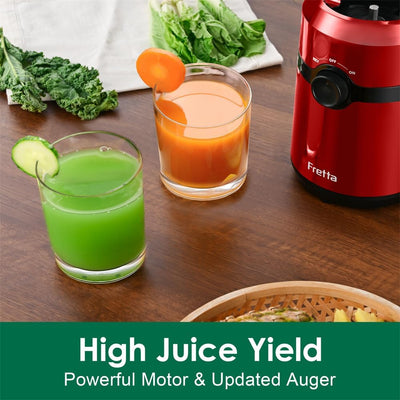 Fretta Entsafter Slow Juicer mit 108 mm Öffnung&1L Kapazität,Entsafter Gemüse und Obst,200W Saftpres